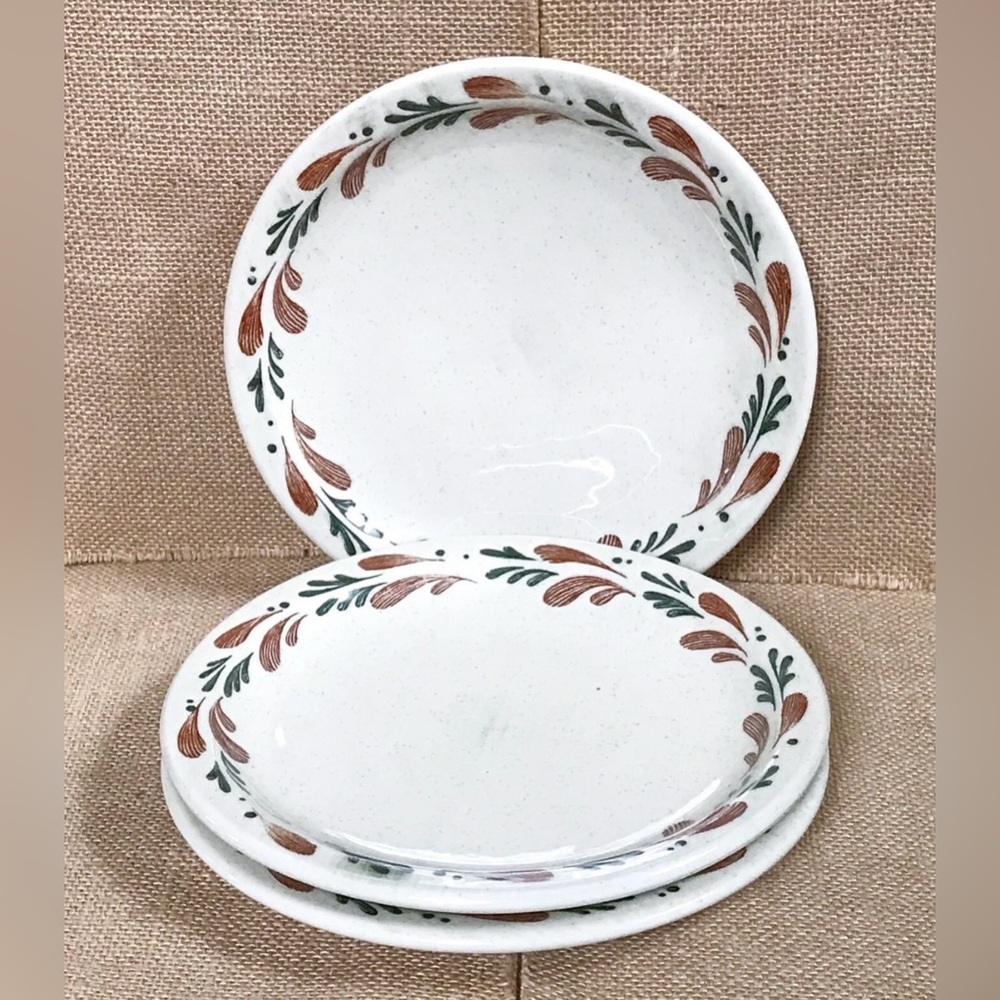 Vintage Syracuse China Leaf Print Salad Plate Set Restaurant Ware Rustic Cottage